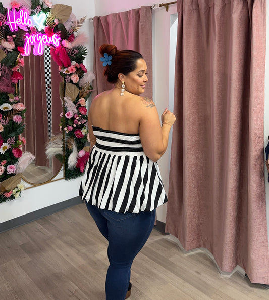 Strapless Peplum Top
