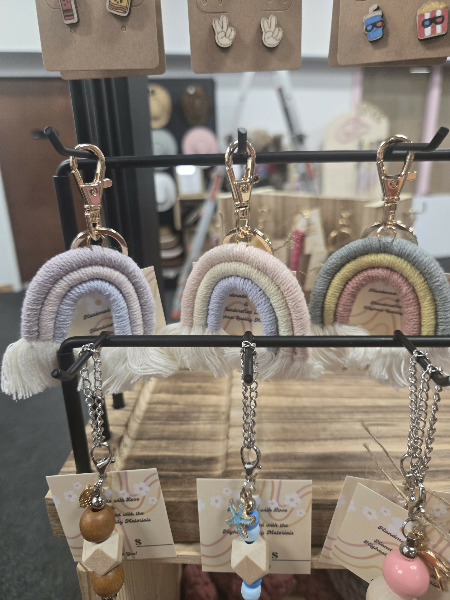 Macrame Rainbow Keychain-Med