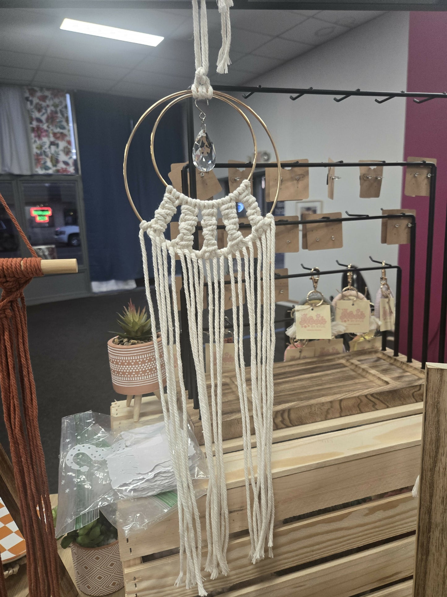 Medium Macrame Suncatcher-Single Color w Gem