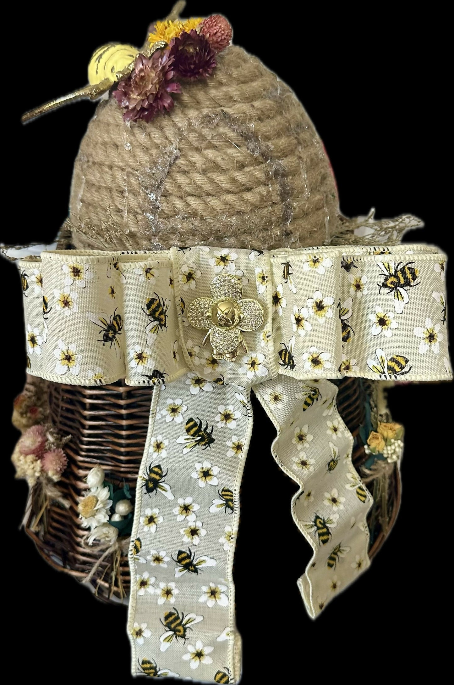 Rustic Bee Decor Handcrafted Rustic Bee Skep Decor🍯