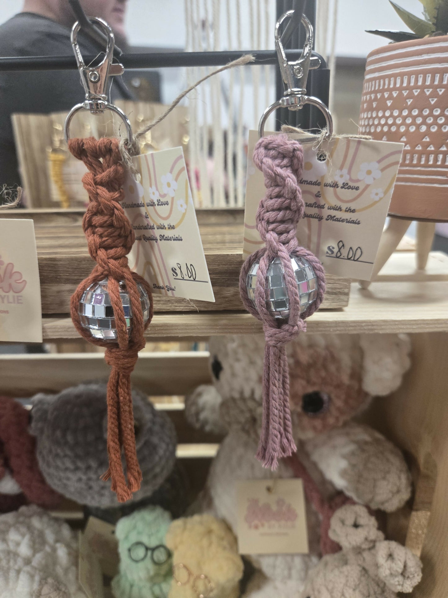 Macrame Disco Keychain-Single Color