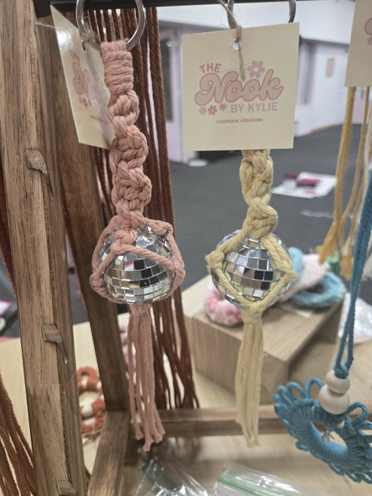 Macrame Disco Car Charm-Single Color
